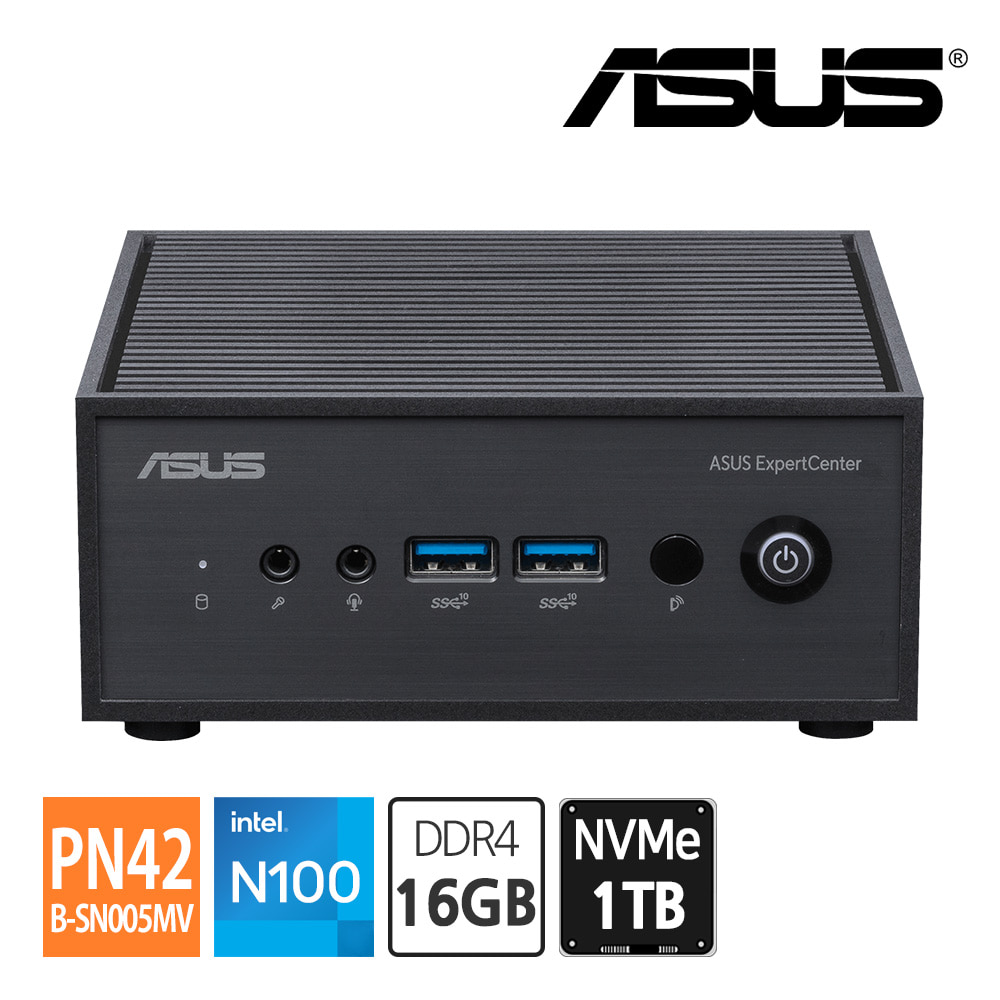 에이수스 ASUS 미니PC PN42-B-SN005MV N100 DDR4 16GB RAM / NVMe 1TB 모니터 VGA HDMI DP 지원 듀얼랜