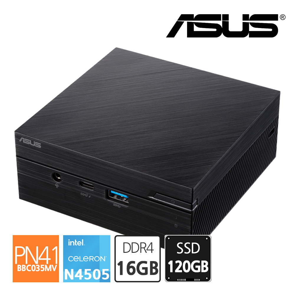 에이수스 ASUS 미니PC PN41-BBC035MV N4505 RAM 16GB / SSD 120GB 인텔 셀러론 CPU 컴퓨터